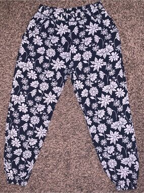 Gilly Hicks Navy and White Floral Sleep Joggers